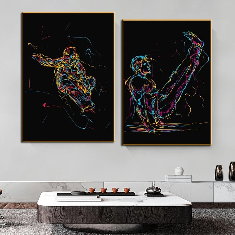 Abstract Wall Art Sports Fitness Painting Canvas Painting Mural Poster Wall Art Bedroom Living Room Modern Decorative Painting