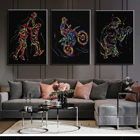 Abstract Wall Art Sports Fitness Painting Canvas Painting Mural Poster Wall Art Bedroom Living Room Modern Decorative Painting