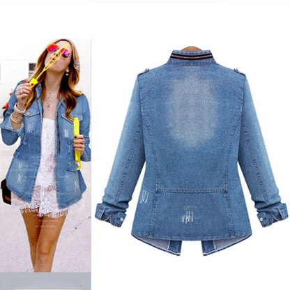 European Station AliExpress Autumn And Winter New European And American Women&#039;s Denim Coat Large Size Fat Girls Foreign Trade Long Sleeve Coat Women